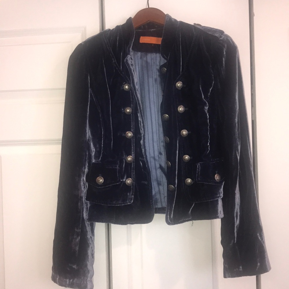 Cynthia Steffe blue velvet jacket
